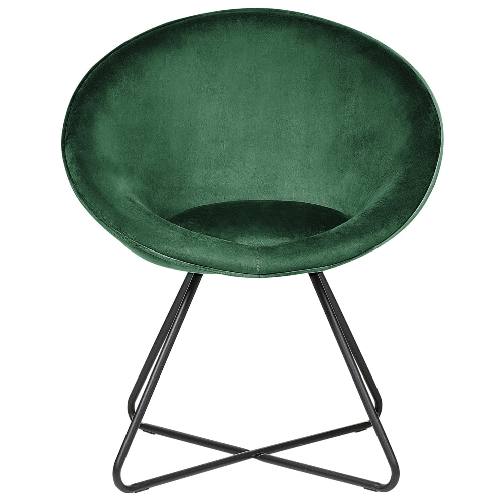 Sedia da salotto Verde Rivestimento in velluto Seduta rotonda Retro Minimalista