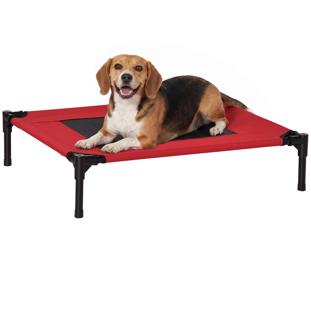Brandina rialzata per cani e gatti ¨C Xylo ¨C tessuto oxford rosso e nero 76x61x18 cm