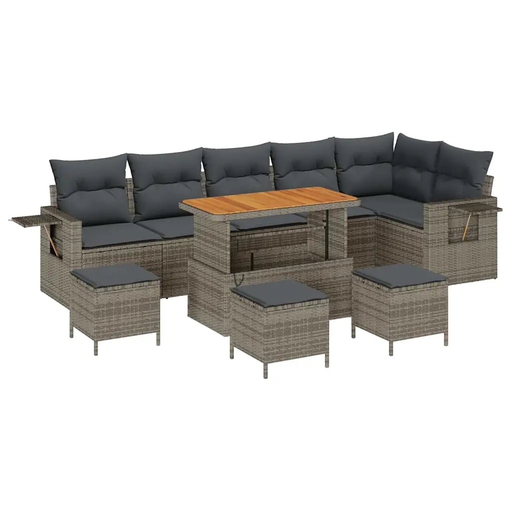 Set Divano da Giardino 10 pcs Grigio polyrattan