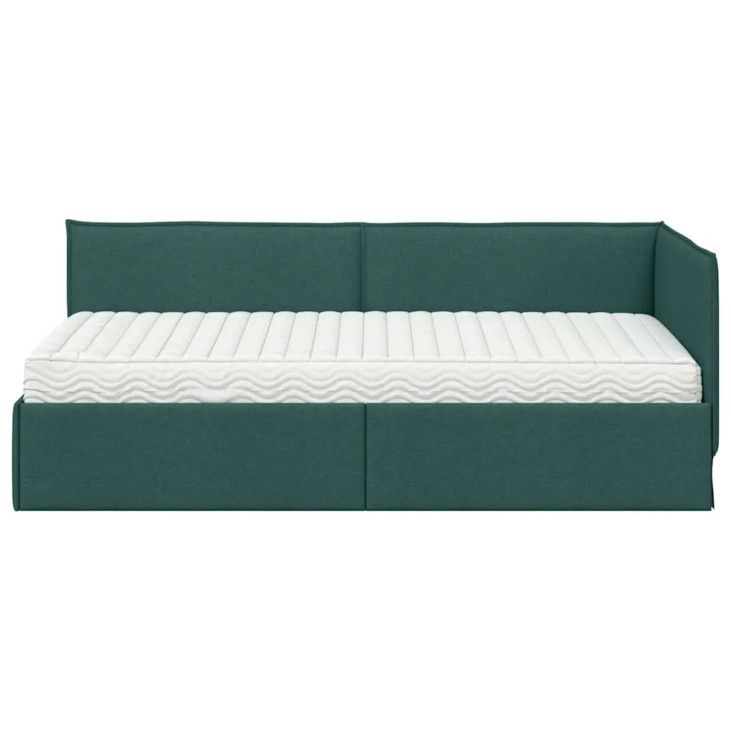 Struttura Letto Angolare con Materasso 2 pz-Giroletto con materasso Verde Velluto 508660
