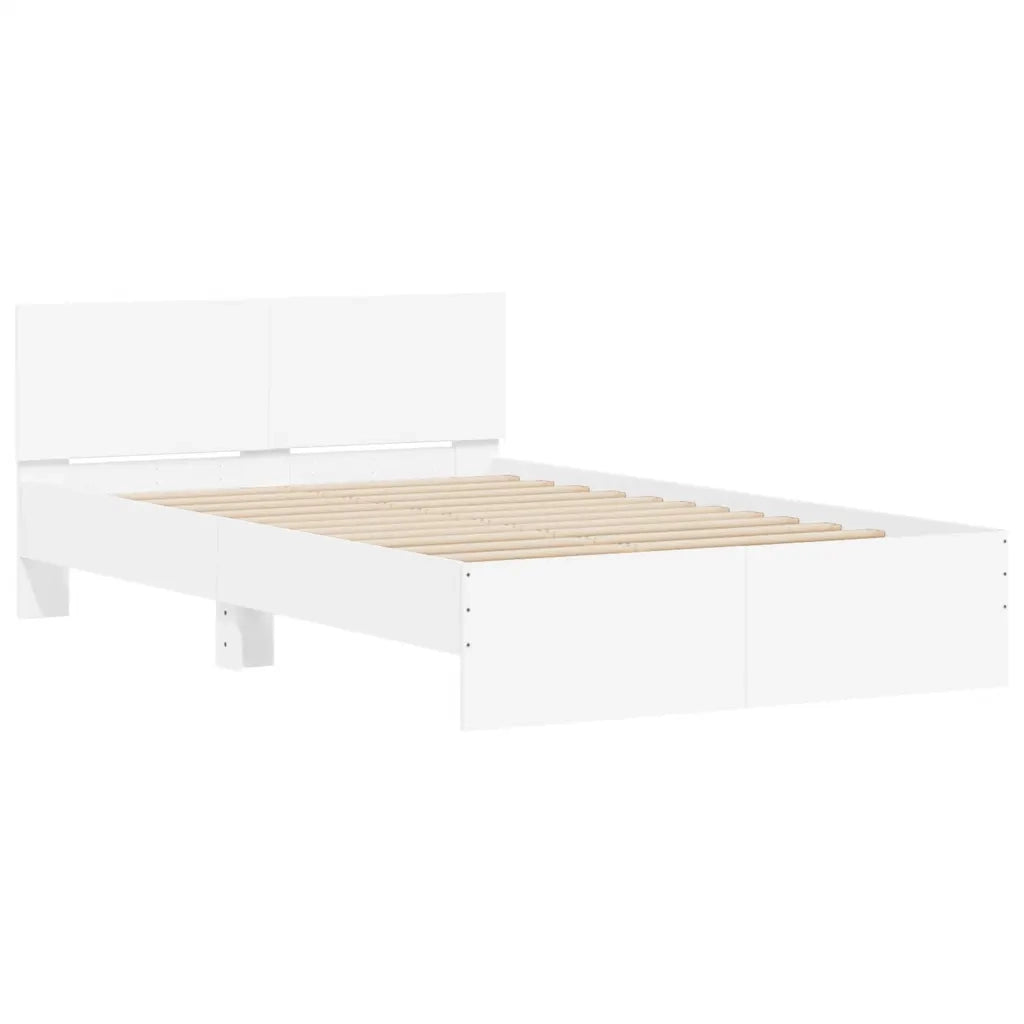 Giroletto con Testiera e LED-Struttura Letto con testiera Bianco 120x190 cm