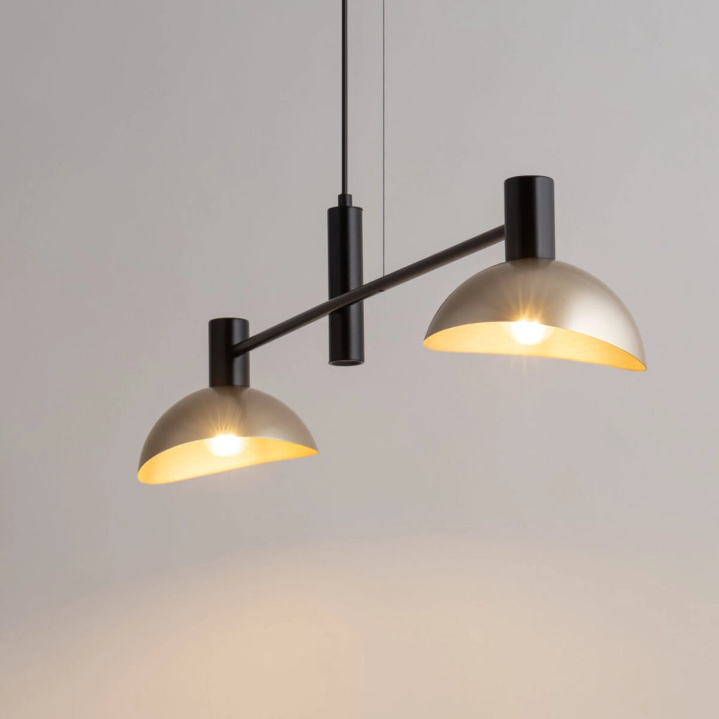Lampada a sospensione moderna Artis nera oro 2xE14 Sigma