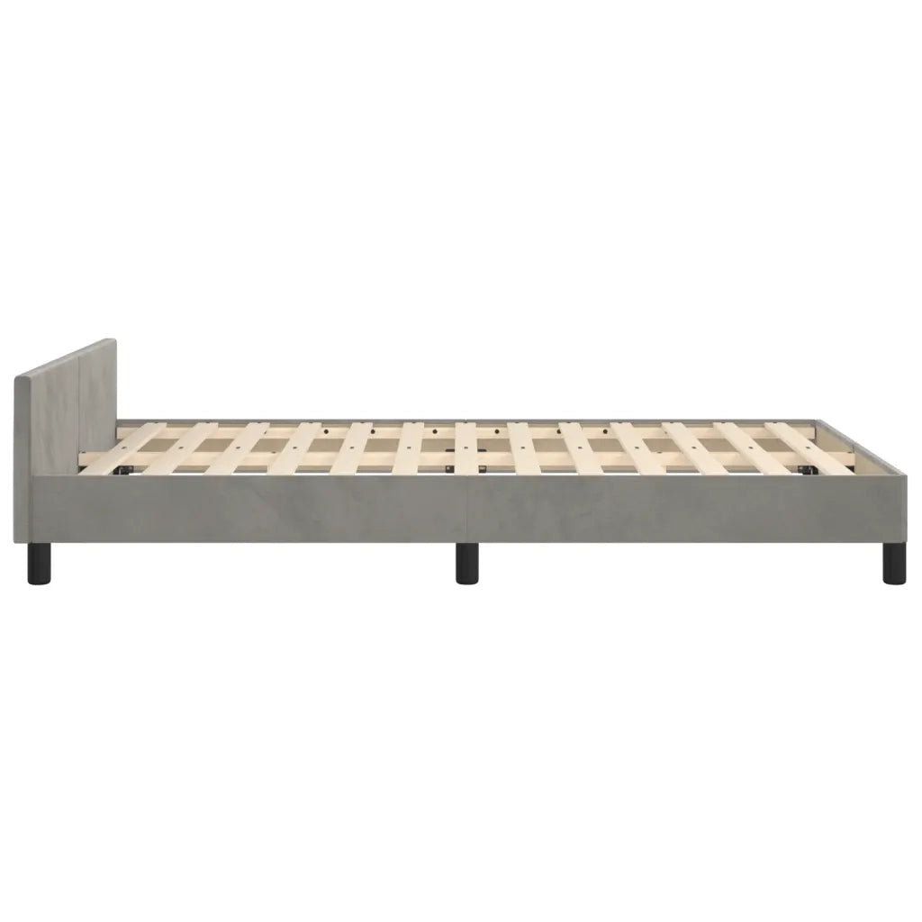 Letto matrimoniale | Letto per adulti | Giroletto senza Materasso Grigio Chiaro 120x190 cm Velluto