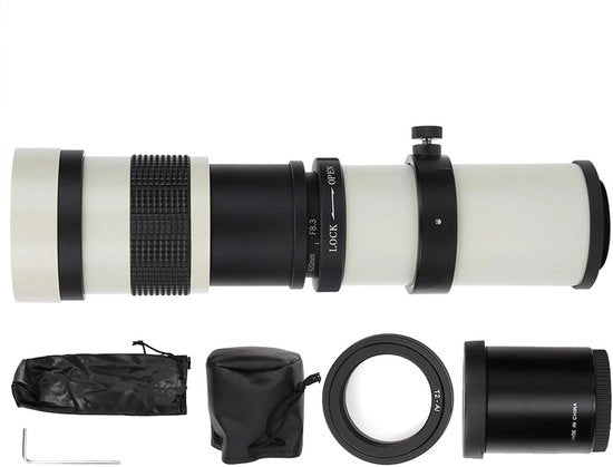 Teleobiettivo 420-800 mm F8.3-16 - Scherpstel manuale - Teleconveritore 2x - Fotocamera con diaframma a mano - Obiettivo potente - Teleobiettivo