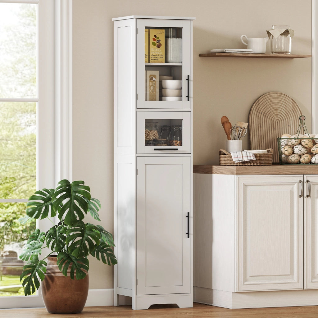 Mobile colonna bagno ¨C Xylo ¨C bianco con cassetto, 2 ante e ripiano regolabile, 40x31x170 cm