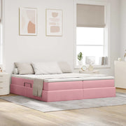 Letto con contenitore e materasso Rosa 180 x 200 cm Velluto 3370366