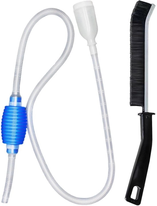 Set di pulizia acquario - Cambiatore di acqua - Pulitore a luce - Pomp di aspirazione manuale - Spazzola - Tubo di acqua da 1,4 metro - Pulitore acquario