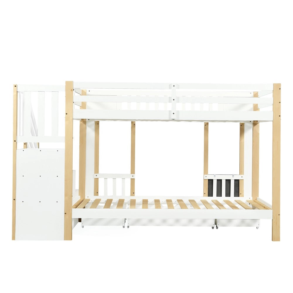 Letto a Castello con Contenitore ¨C MINIMAL ¨C Pino e Multistrato, Bianco, 90x200