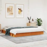 Giroletto senza Materasso-Struttura Letto Marrone Cera 180x200 cm Legno di Pino 145764