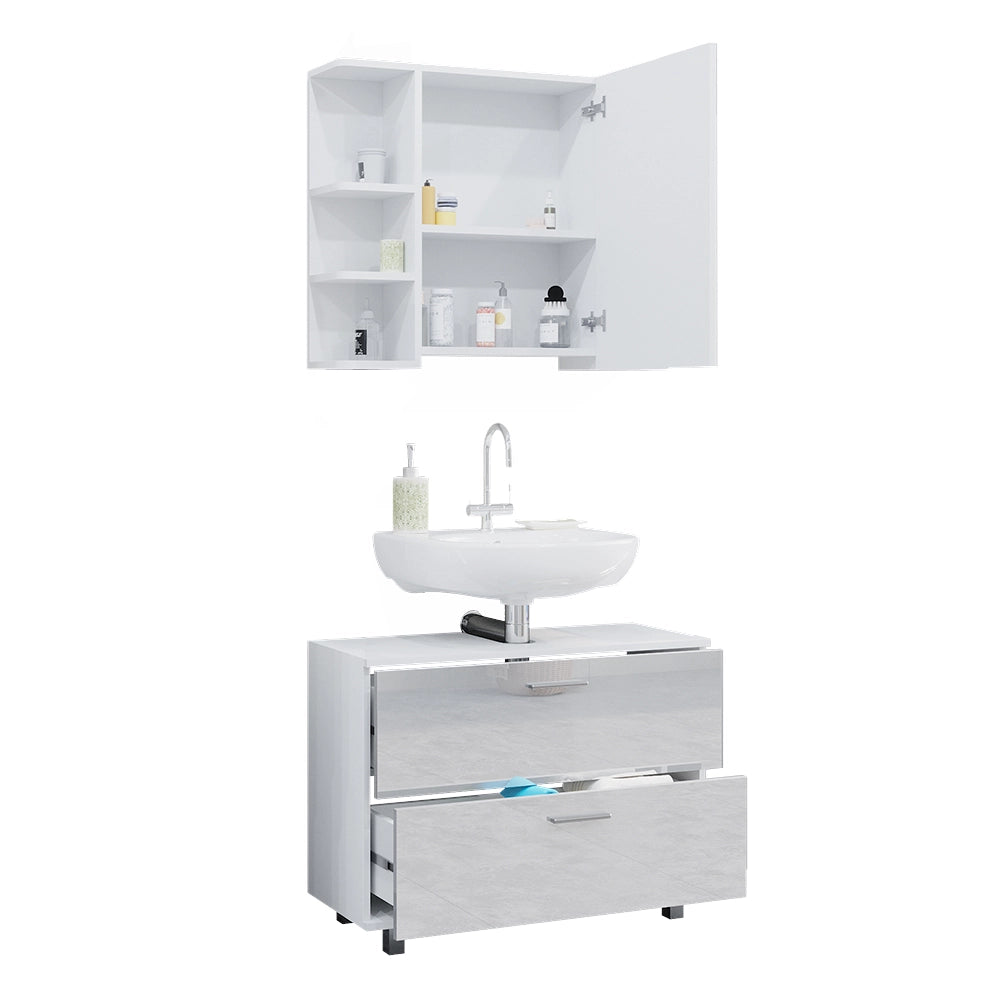 Vicco Set di mobili da bagno Bianco lucido 2 parti, base 80 cm
