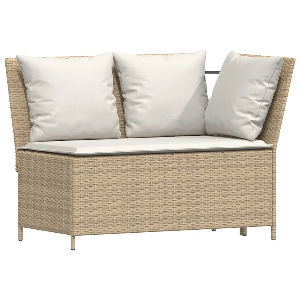 Set Divano da Giardino 5 pz con Cuscini Beige in Polyrattan