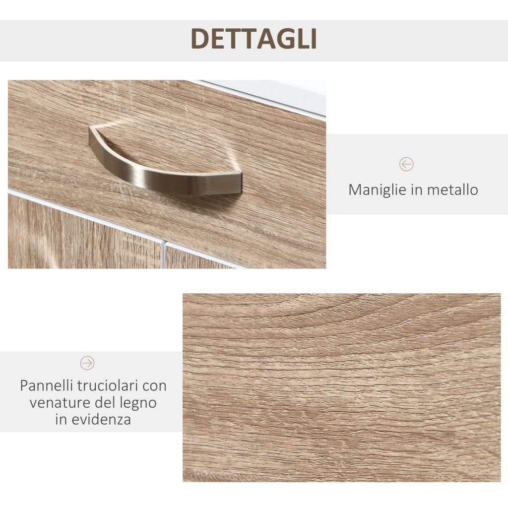 EasyComfort Carrello da Cucina Portavivande per Microonde con 4 Ruote, in Legno, 60x40x77cm - Rovere