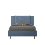 BS COM Letto una piazza e mezza senza rete imbottito 120x190 microfibra blu