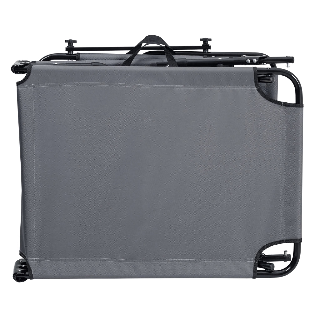 Set di 2 Lettini Prendisole Lomeda con Tettuccio Parasole e Schienale Reclinabile - Grigio Scuro casa.pro