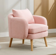 Poltrona 1 posto con cuscino di sostegno in tessuto teddy rosa