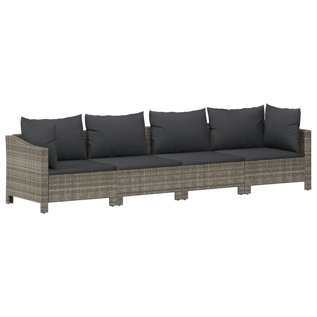 Set da giardino 4 pz | Set Salotto da Giardino con cuscini grigio in polyrattan