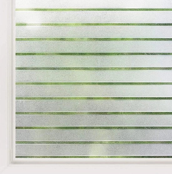 Foglia di vetro striata per privacy Film per finestre autoadesivo vetro opaco Schermo di privacy a strisce per ufficio Protezione UV 90 x 300 cm