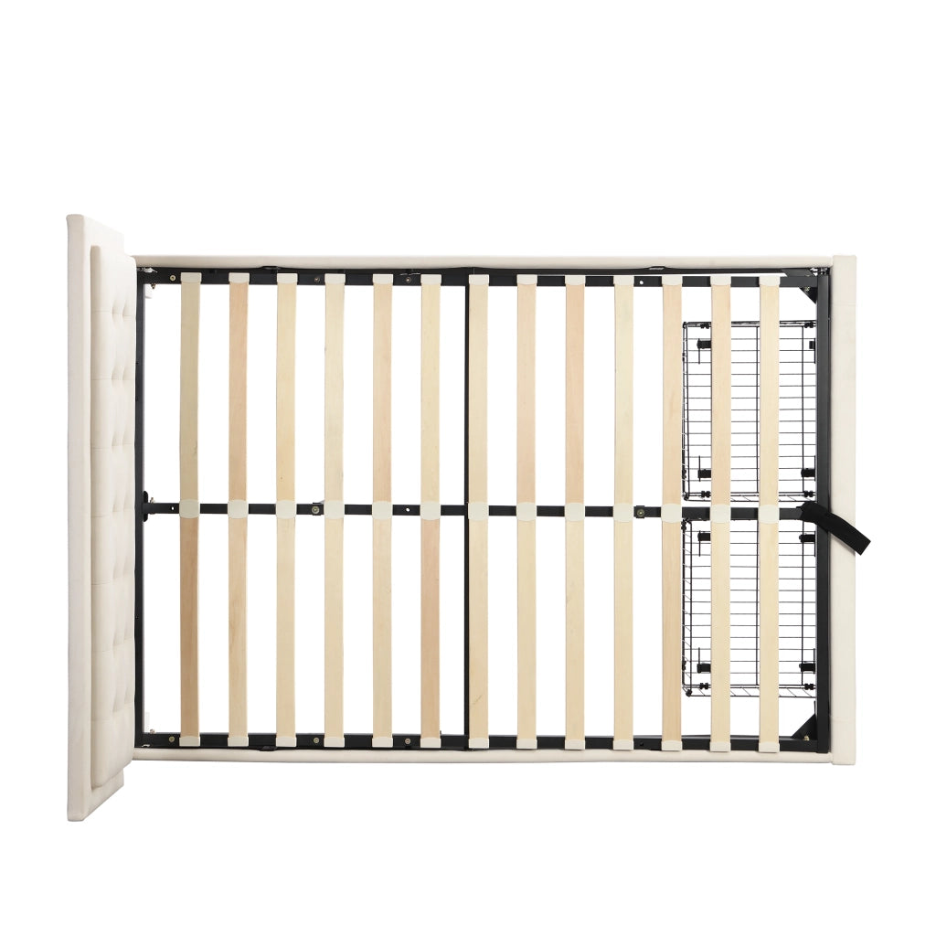 letto imbottito velluto beige 140 x 190 cm