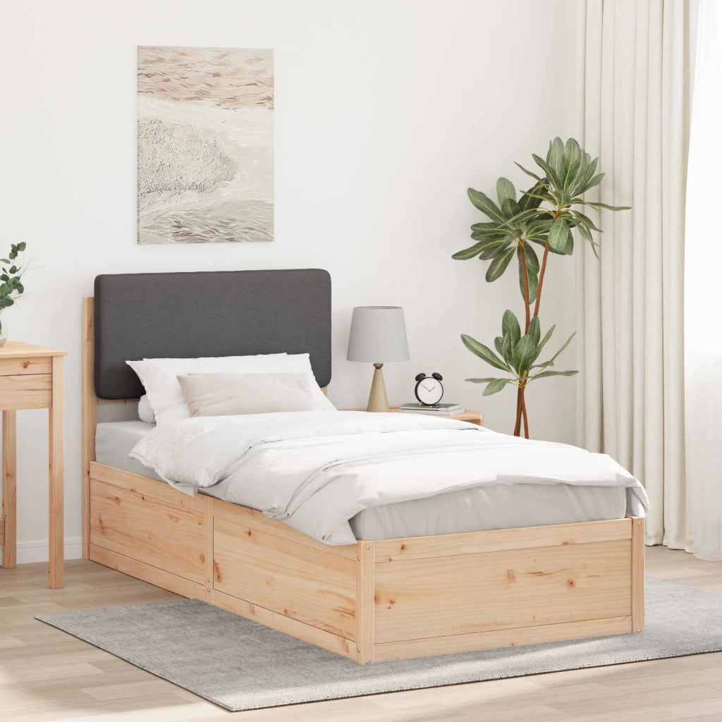 Letto con Testiera Rivestita Grigio scuro 90 x 200 cm 877655