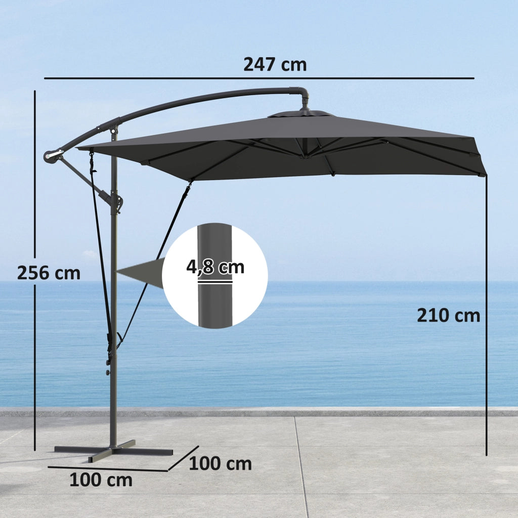Ombrellone da giardino decentrato 2,5x2,5m ¨C Xylo ¨C Grigio antracite con manovella