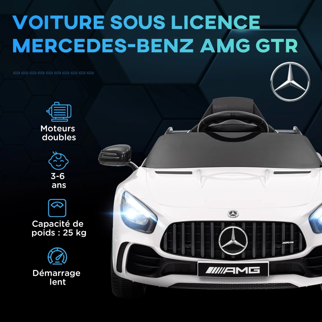 Auto elettrica per bambini Mercedes-Benz AMG GTR 12V telecomando 2.4G ¨C zephmum ¨C 108x67x46 bianco
