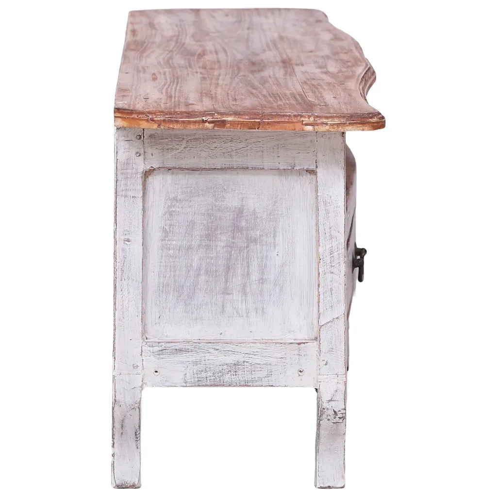 Mobile Porta TV-Credenza per TV 120x30x40 cm Bianco in Legno Massello di Mogano