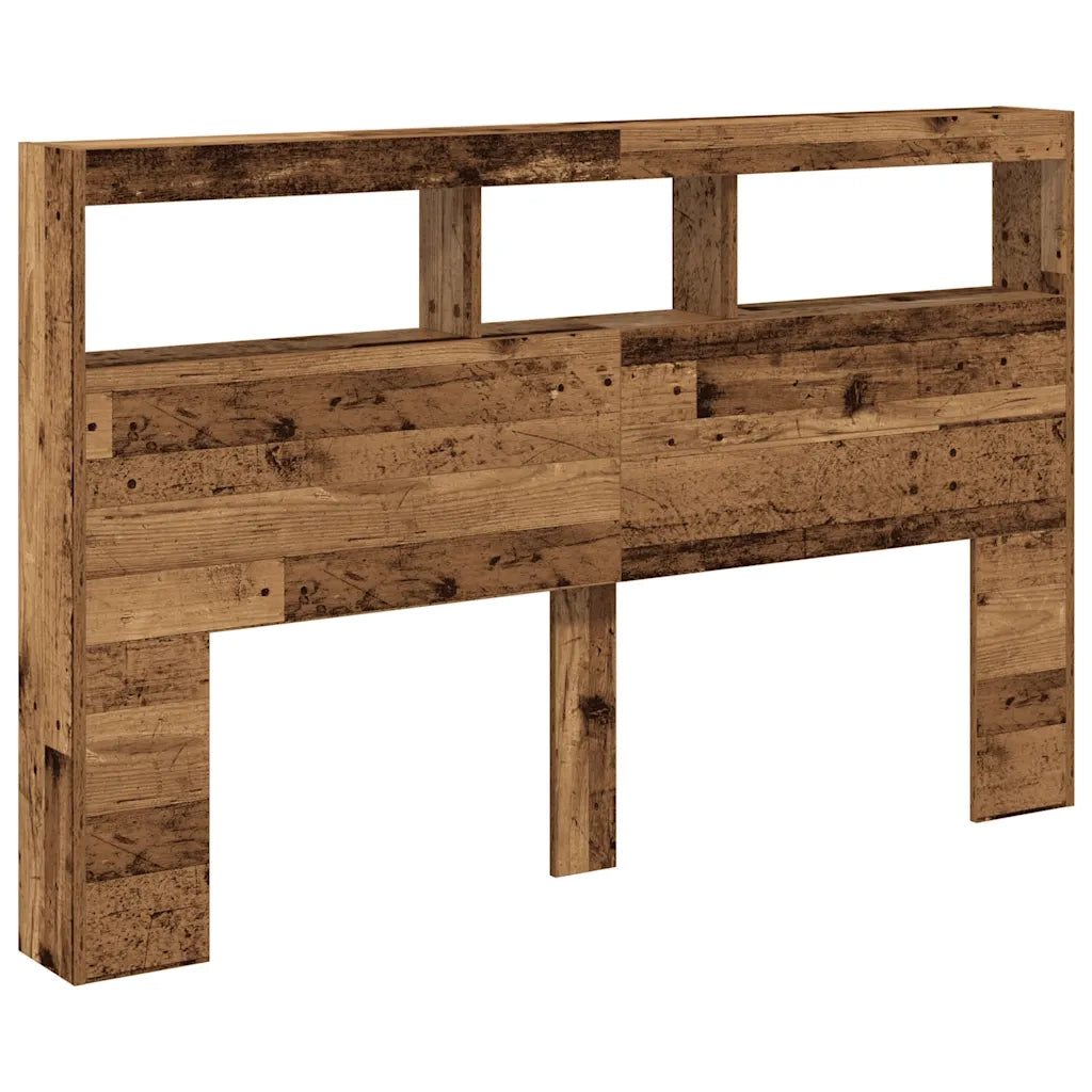 Testiera | Testata con Contenitore a LED Legno Antico 160x17x102 cm