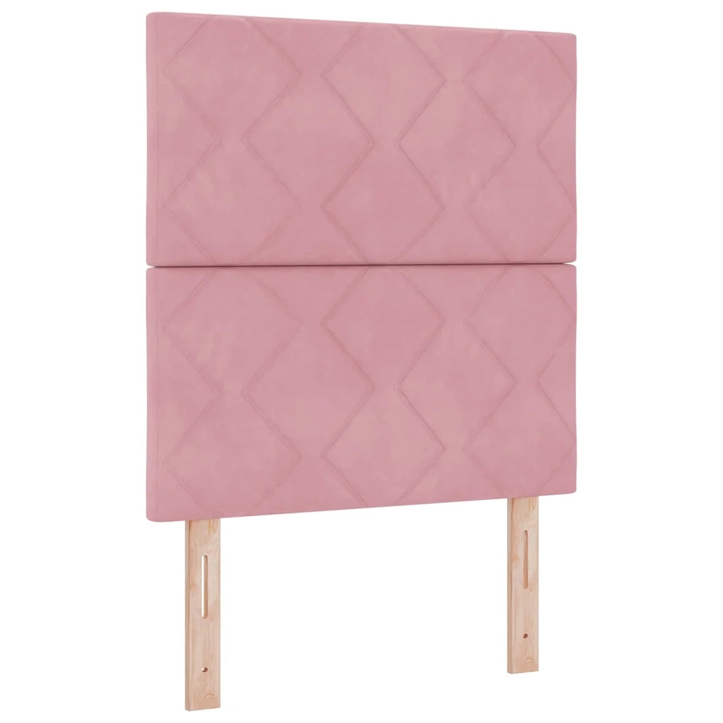 Letto a molle con materasso con led Rosa 80 x 200 cm Velluto