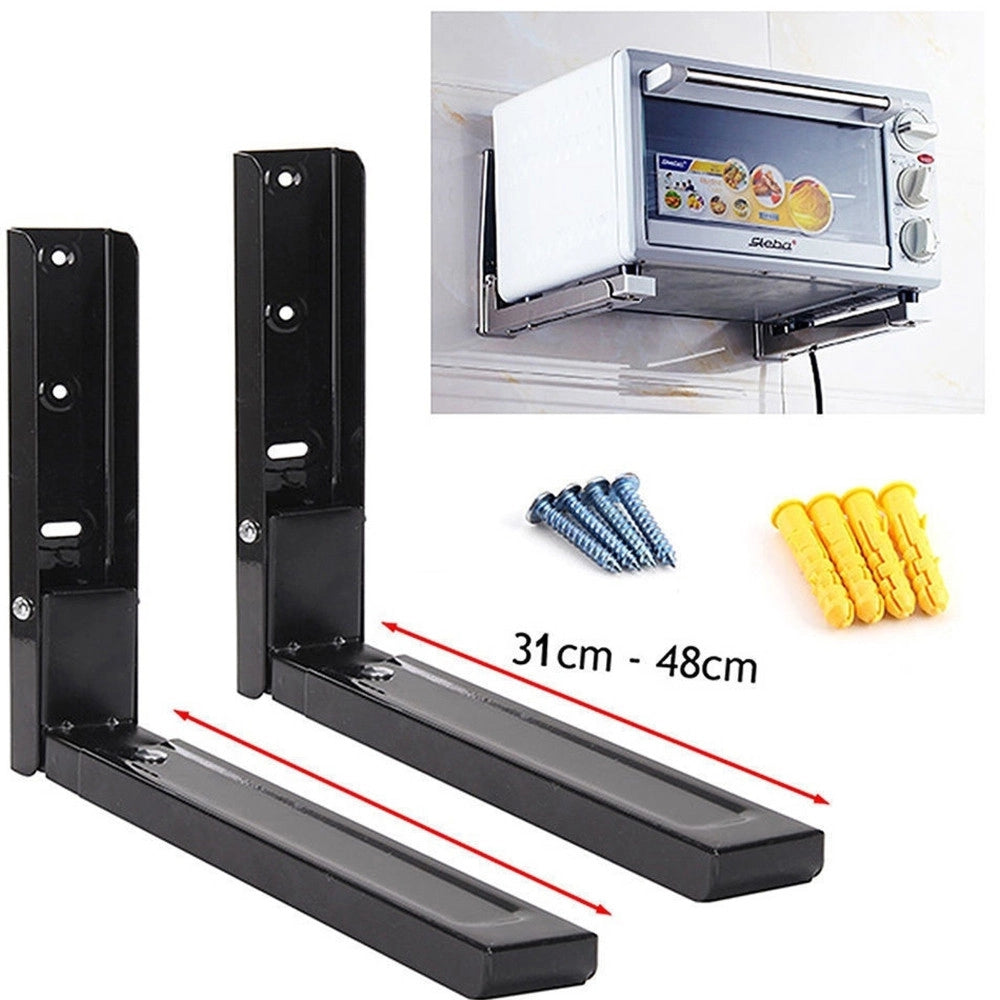 Trade Shop - Coppia Staffe A Parete Per Sospensione Forno A Microonde 2 X Supporti Nero -