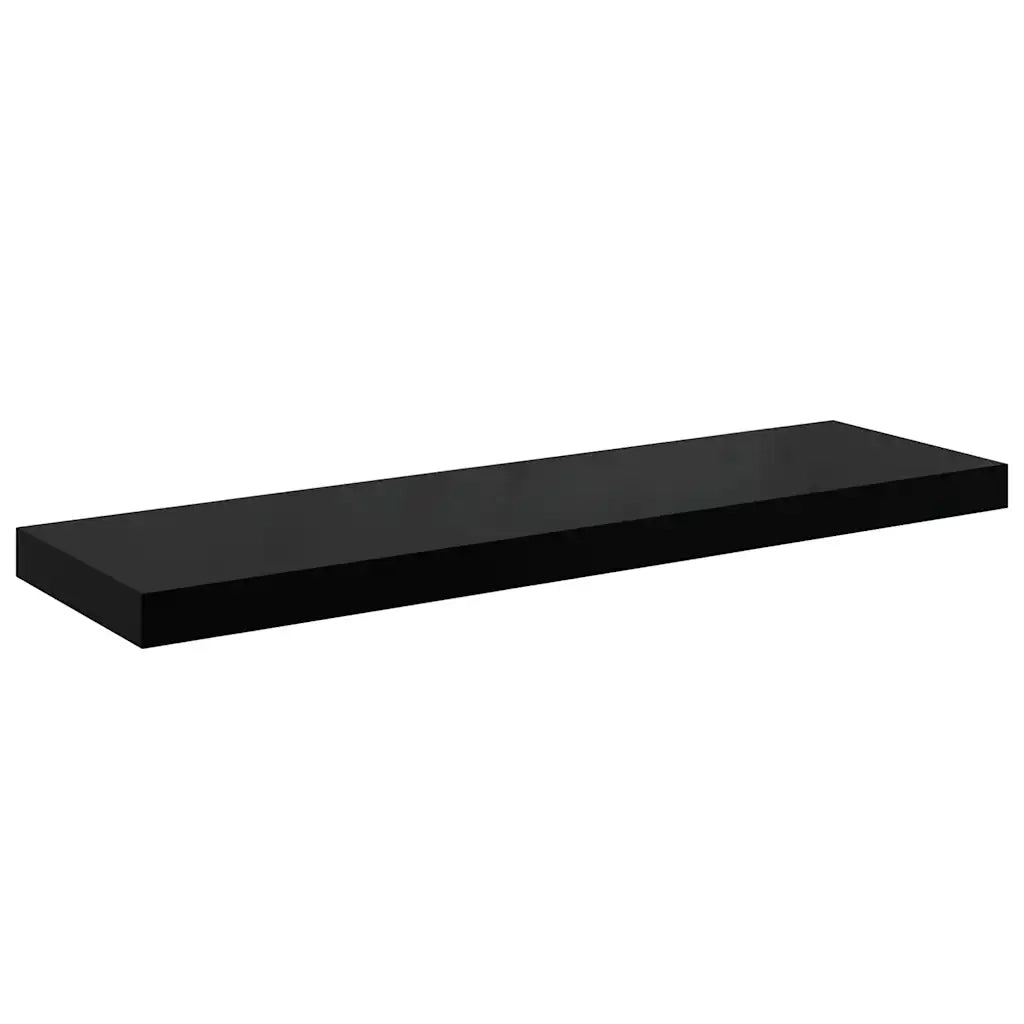 Scaffali a Parete 2 pz Nero Lucido 80x23,5x3,8 cm in MDF 323773