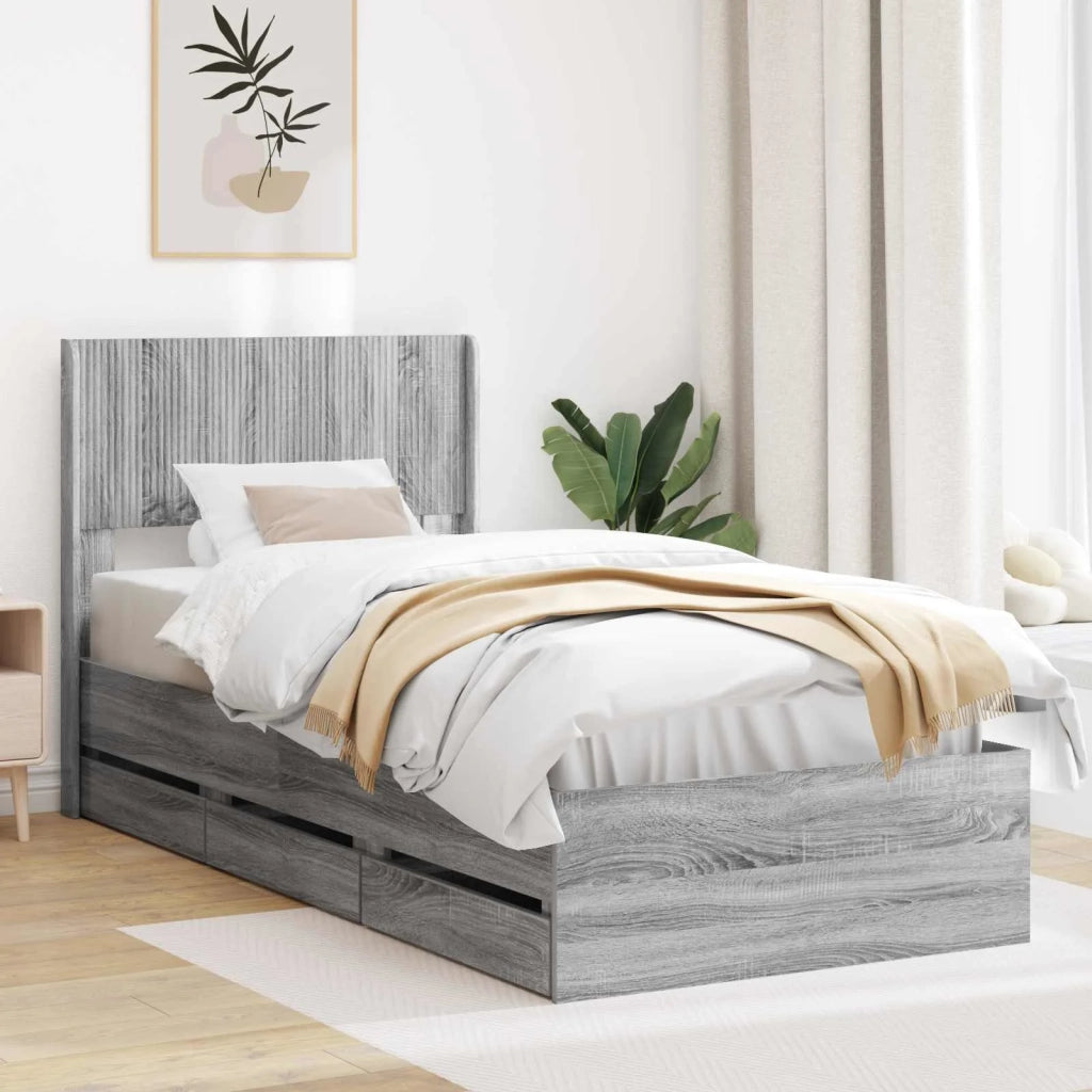 Struttura del letto con stoccaggio e testata Grigio Sonoma 3414334