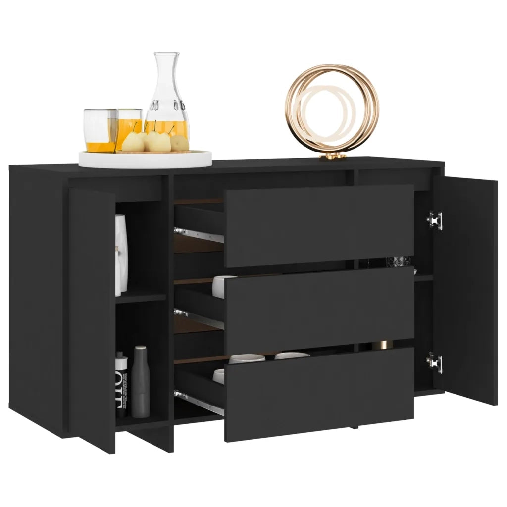 Credenza con 3 Cassetti-Buffet-Armadio da cucina Nera 120x41x75 cm in Truciolato