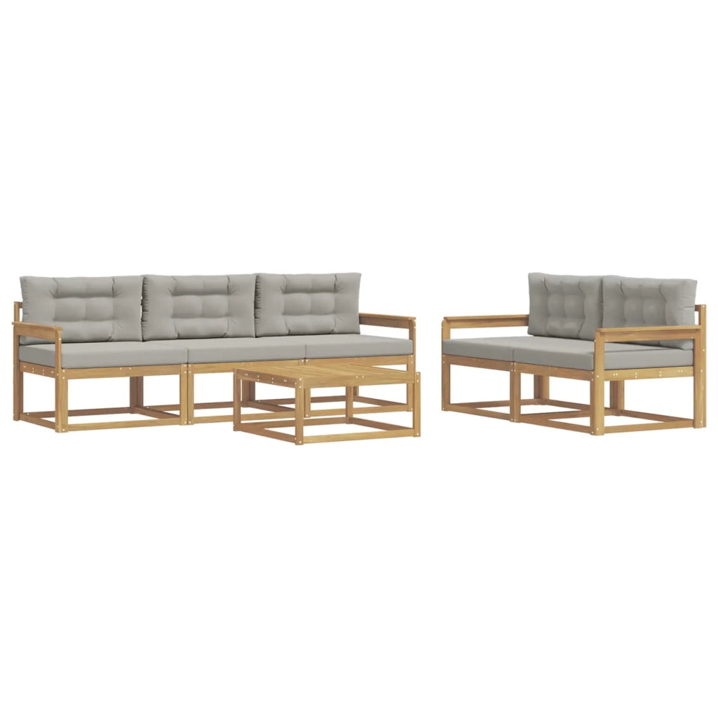 Set di divani da esterno 6 pz Bianco e Grigio Chiaro 3386050