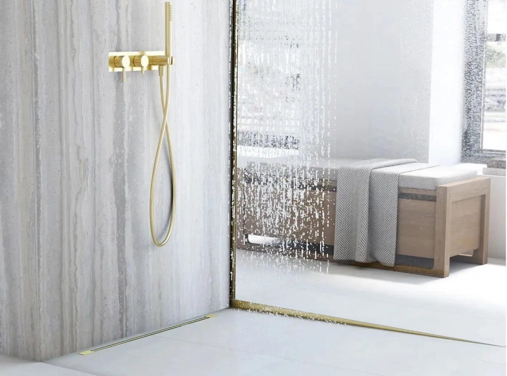 Profilo Doccia Pendenzato 140cm Brush Gold destra