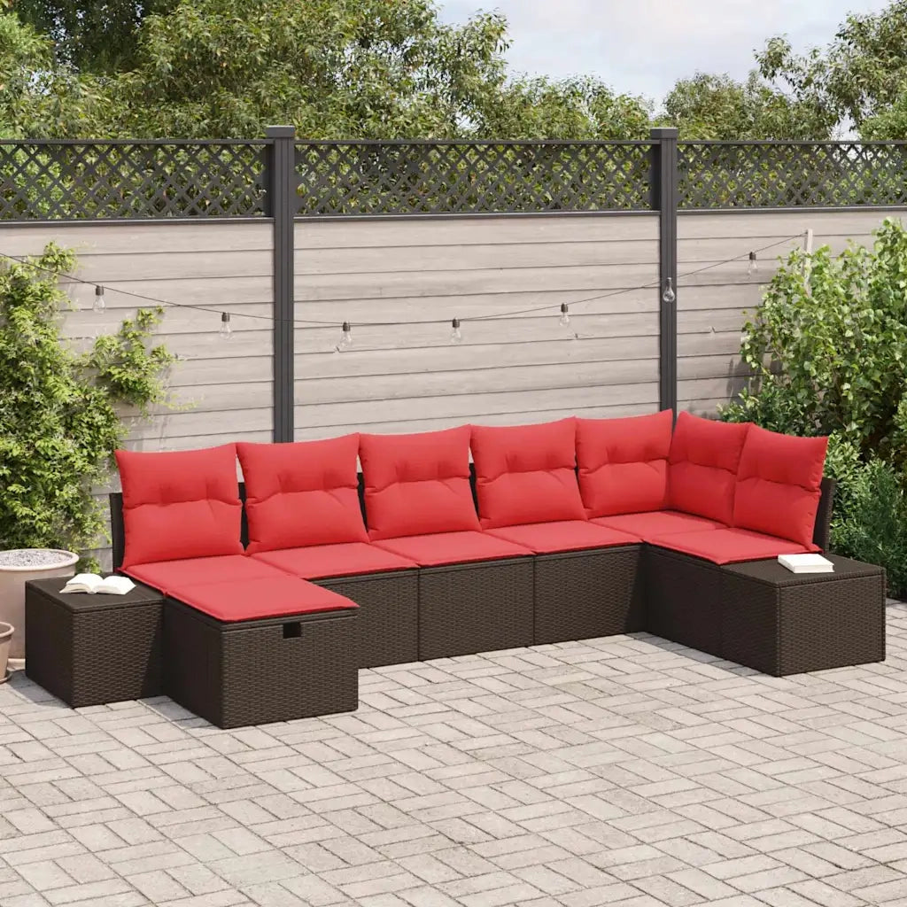 Set Divano da Giardino con cuscino 7 pcs Marrone polyrattan 3359403