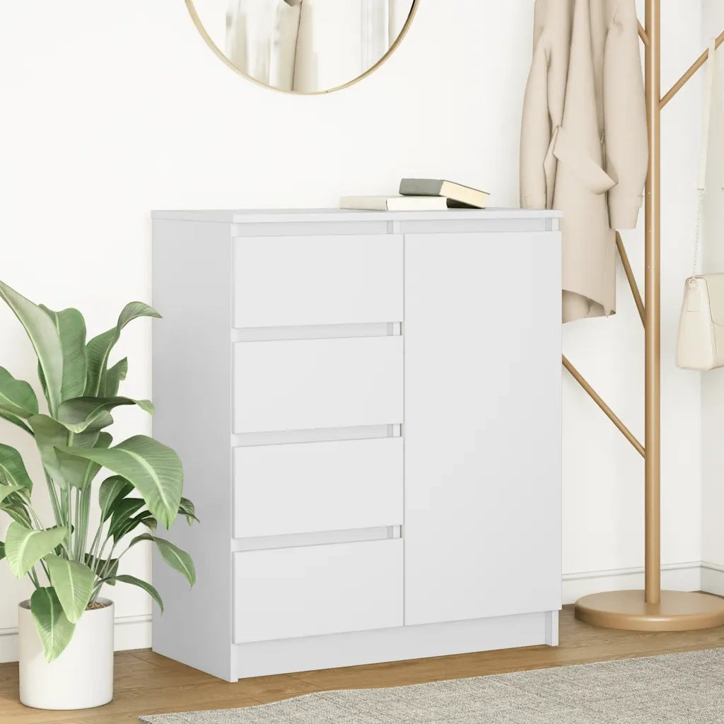 Credenza | Madia | Buffet da pranzo | Armadio da pranzo con Cassetti Bianco 71x35x84 cm in Legno Multistrato