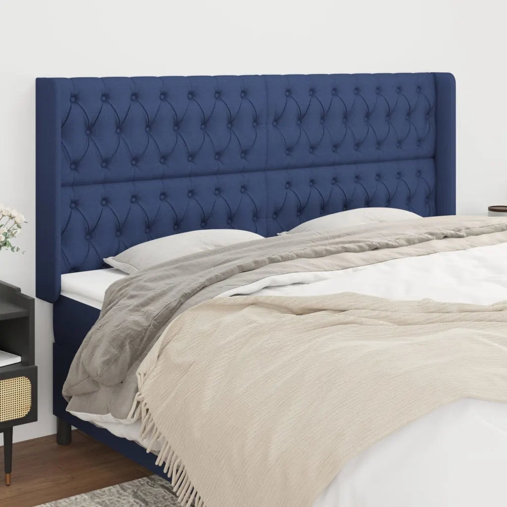 Testiera | Testata ad Orecchio Blu 183x16x118/128 cm in Tessuto