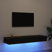 Mobili Porta TV con Luci a LED 2 pz-Set di 2 Credenza per TV Rovere Nero 60x35x15,5 cm