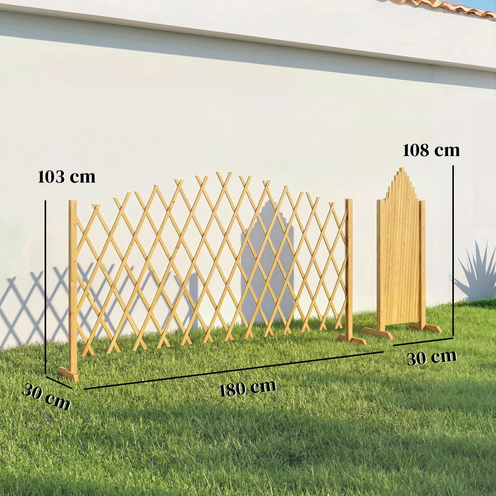 Set di 2 Pannelli per Recinzione da Giardino Estensibile in Legno ¨C Minimal ¨C 180x30x103 cm Naturale