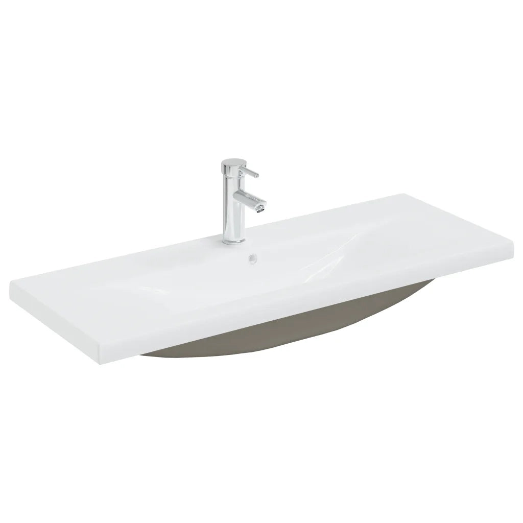 Lavabo da Incasso-Lavandino-Lavello con Rubinetto 101x39x18 cm in Ceramica Bianco