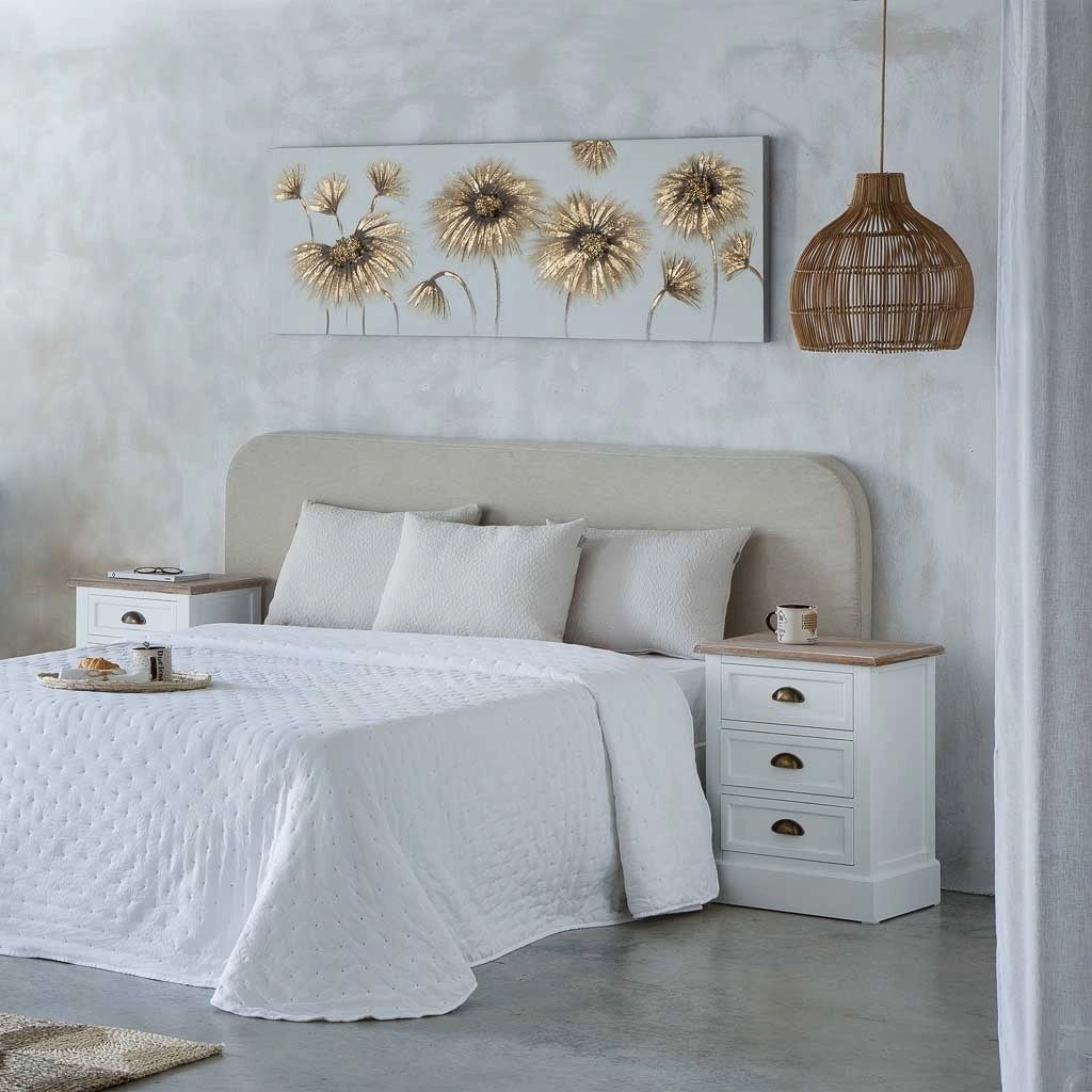 Comodino in legno bianco 3 cassetti 45x35x60h cm