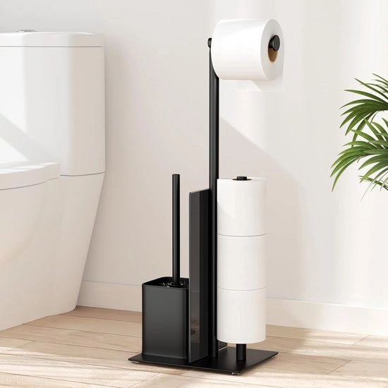 Accessorio bagno autonomo con spazzola e pannello - Set accessori bagno nero