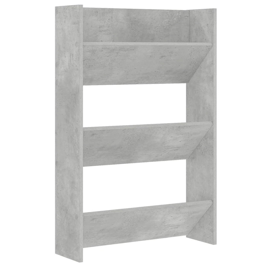 Scarpiera | Mobile per scarpe a Muro Grigio Cemento 60x18x90cm in Legno Multistrato