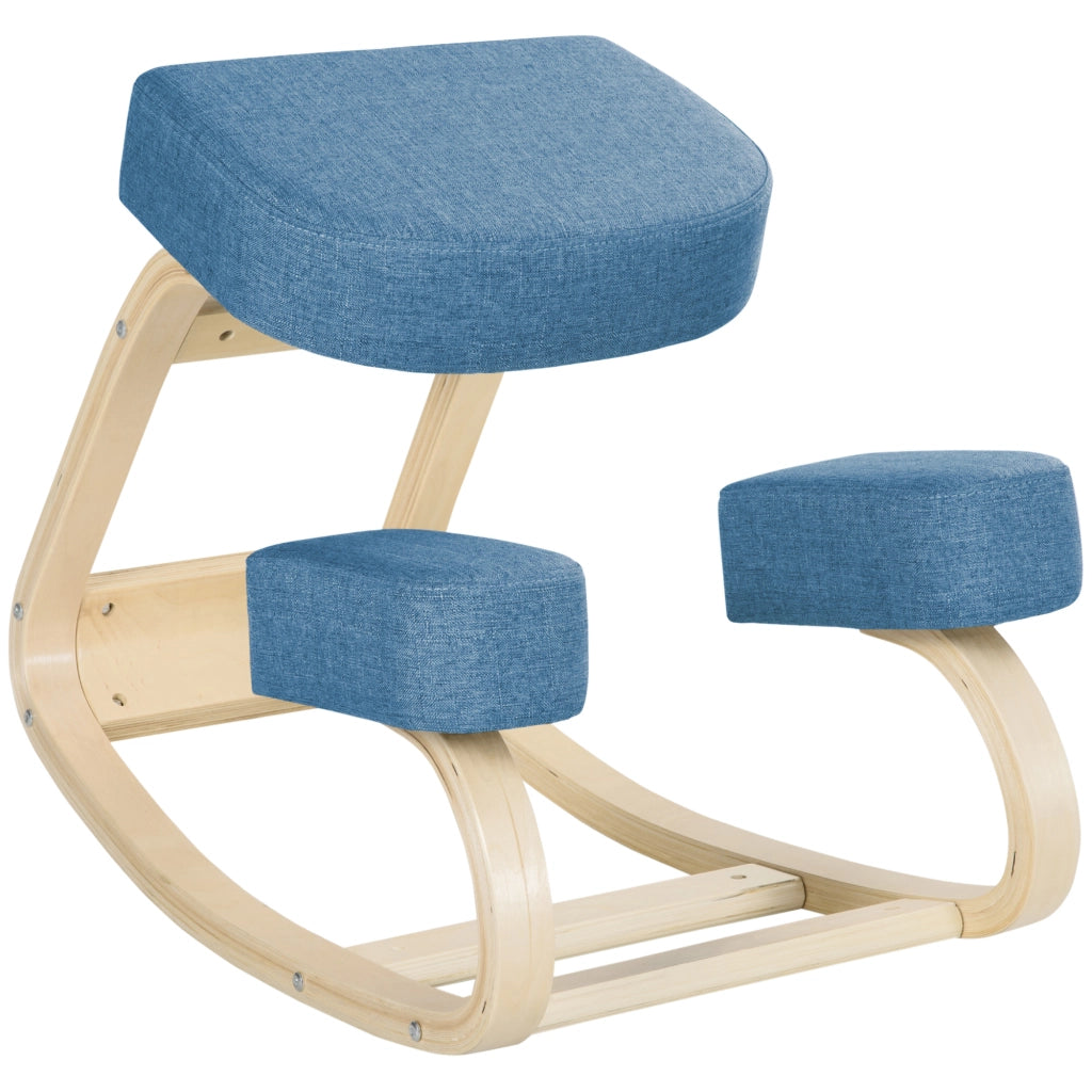 Sedia con Inginocchiatoio e Cuscino ¨C Zephmum ¨C Legno di Betulla, Blu, 51x69x58cm
