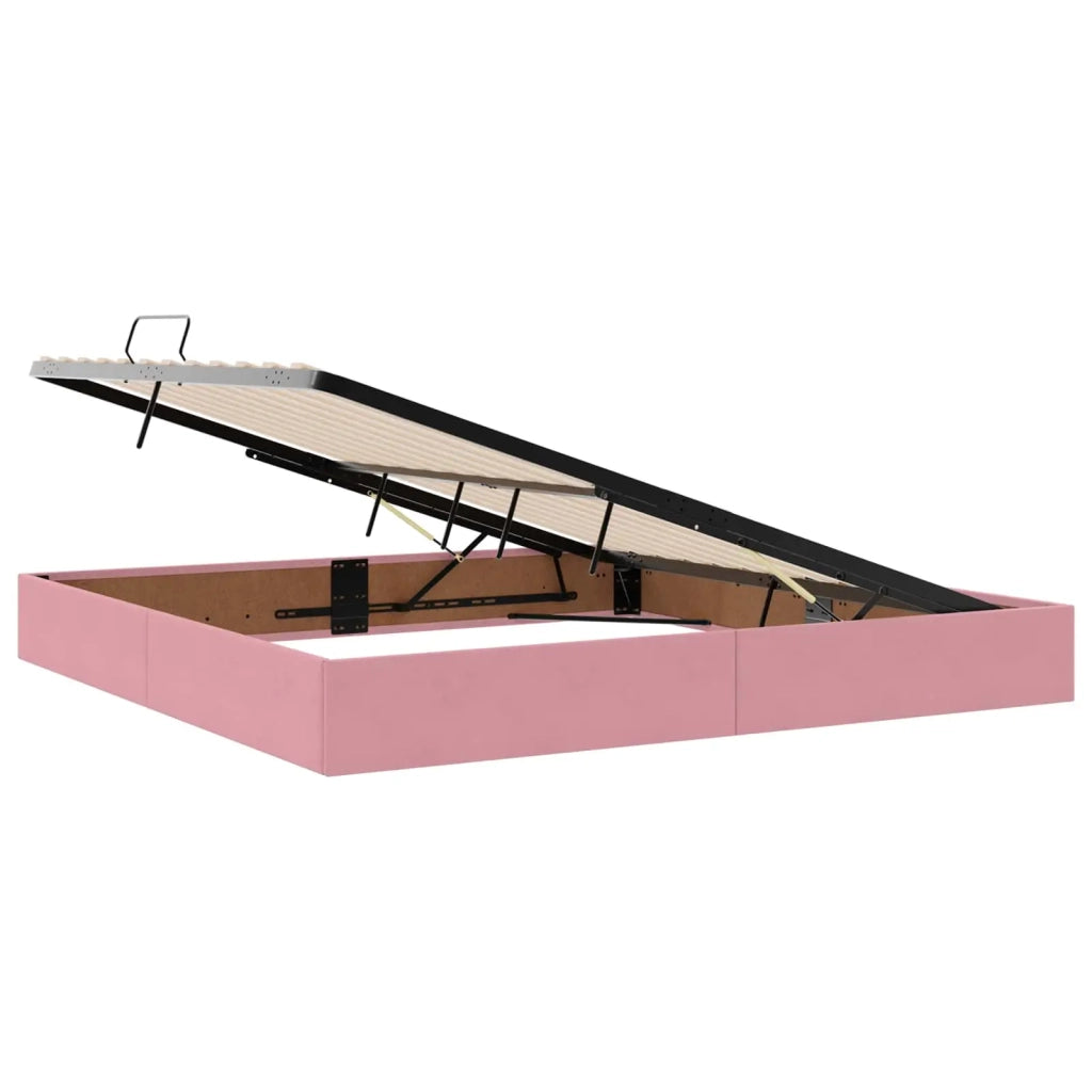 Letto con Contenitore con testiera Rosa 200 x 200 cm Velluto 3458894