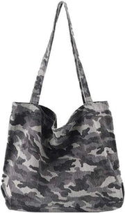 Borsa a tracolla in tela di canapa con camuffamento vintage per donna - Contenuto - Abbigliamento donna