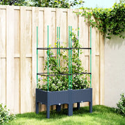 Fioriera da Giardino con Graticcio-Vaso da Esterno-Fioriera con Griglia Grigio Blu 80x40x142,5cm PP