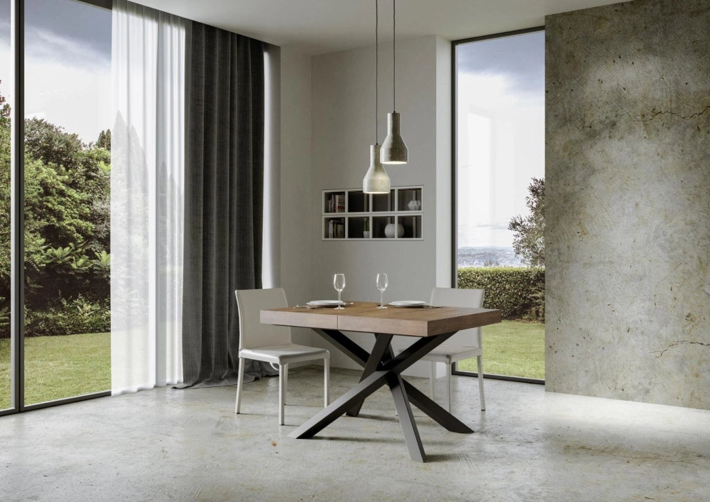 Tavolo allungabile 90x140/244 cm Volta Noce telaio Antracite