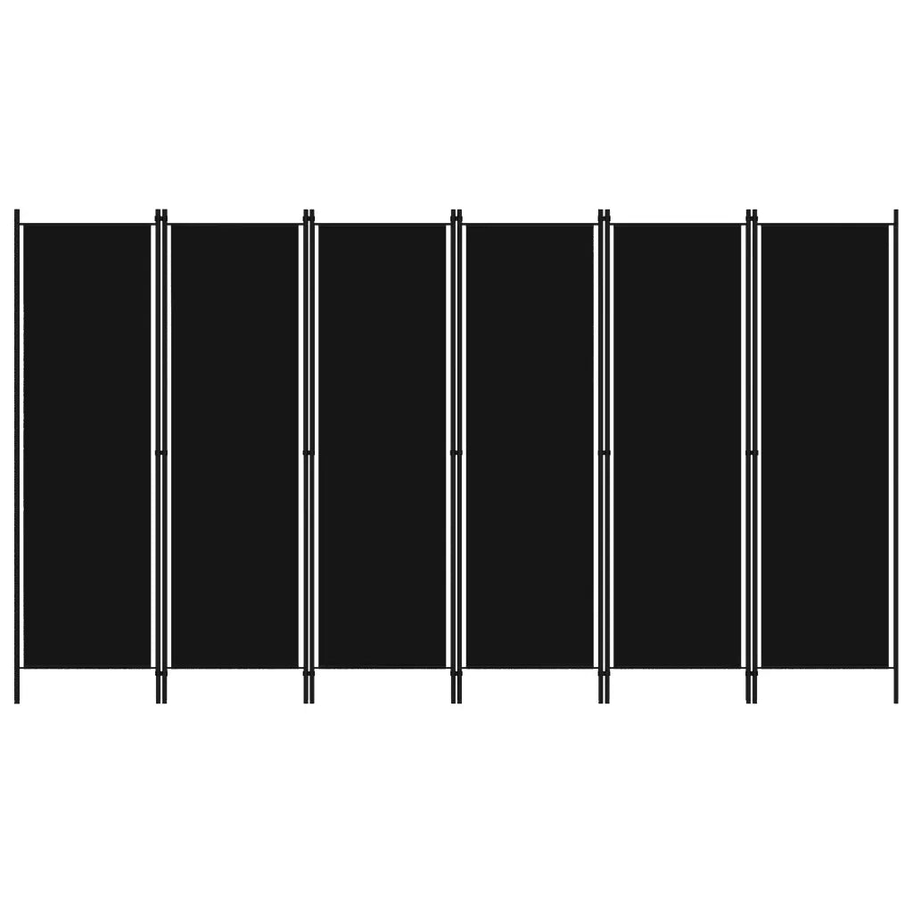 Paravento a 6 Pannelli Nero 300x180 cm 320730