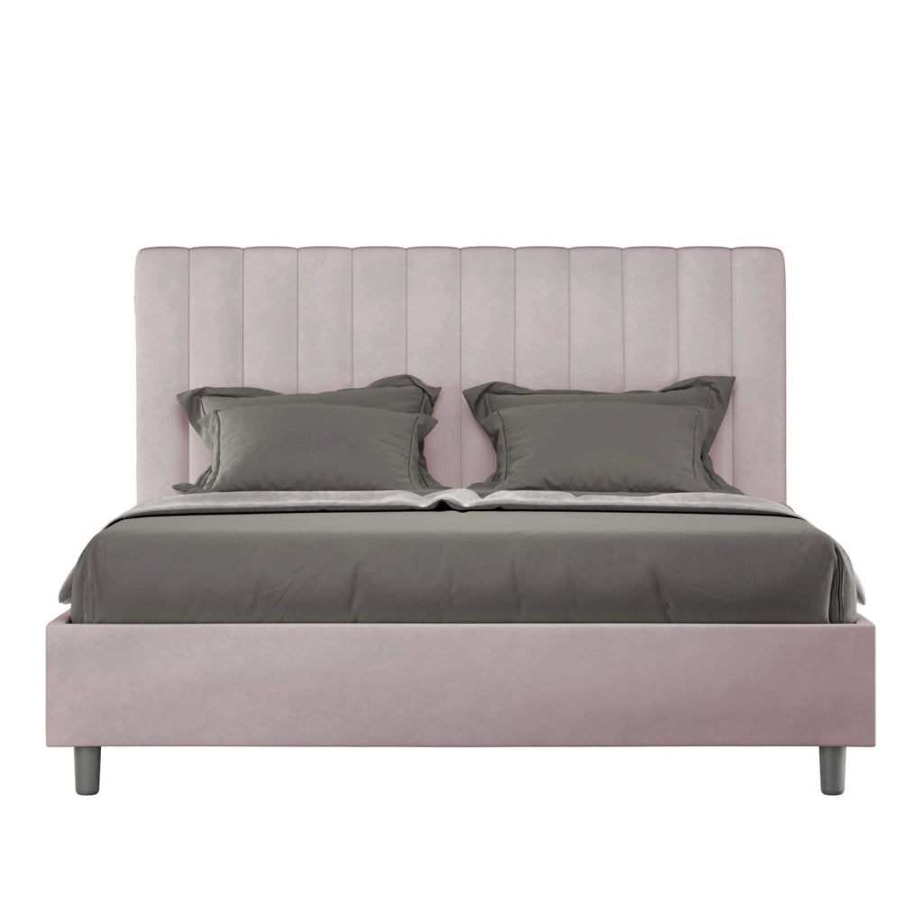 Letto una piazza e mezza contenitore imbottito 130x200 microfibra glicine Agueda